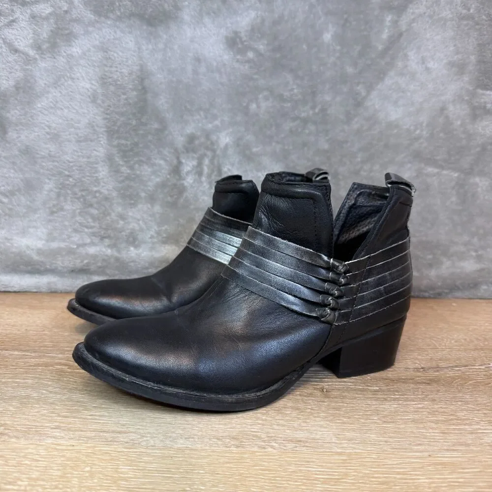 Diba Skyler Women's Ankle Boot Bootie Fall Heel Western Leather Black Size 7.5